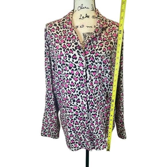 VICTORIA SECRET PJ TOP PINK HEARTS CHEETAH SZ M L SOFT AESTHETIC ANIMAL PRINT - Picture 5 of 15